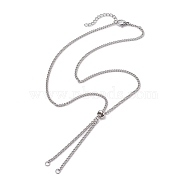 Tarnish Resistant Adjustable 304 Stainless Steel Curb Chains Necklaces Making, with Slide Stopper Beads and Lobster Claw Clasps, Stainless Steel Color, 20.47 inch(52cm), Inner Diameter: 0.12 inch(0.3cm)(AJEW-JB01214-01)