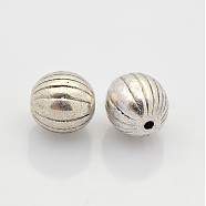 Tibetan Style Alloy Beads, Lead Free & Cadmium Free & Nickel Free, Round, Antique Silver, Round, about 7mm in diameter, hole: 1mm(LF0908Y-NF)