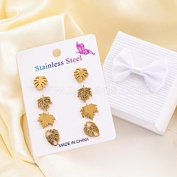 304 Stainless Steel Stud Earring Kits, Leaf, Golden, 10~12x9~11.5mm(EJEW-H142-08G)