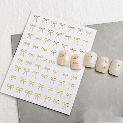 Bowknot Self Adhesive Nail Art Stickers, DIY Nail Art Decoration, Gold, 127x78mm(PW-WG8AD37-03)
