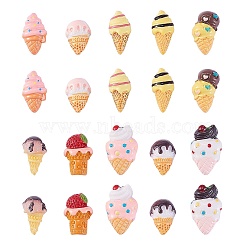 50Pcs 10 Styles Resin Decoden Cabochons, DIY for Mobile Phone Decoration & Bobby Pin Accessories, Ice Cream, Mixed Color, 19~26x12~15x6~10mm, 5pcs/style(RESI-CJ0001-230)