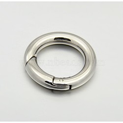 Tarnish Resistant Ring Smooth 304 Stainless Steel Spring Gate Rings, O Rings, Snap Clasps, Stainless Steel Color, 9 Gauge, 17x3mm(STAS-E073-06-B)