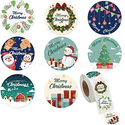 Christmas Paper Stickers, Self-adhesive Decorative Stickers Decals, Christmas Wreath, 25mm, 500pcs/roll(STIC-P013-02D)