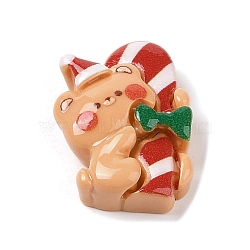 Christmas Bear Theme Opaque Resin Decoden Cabochons, Candy Cane, 25.5x19x8mm(RESI-S397-02F)