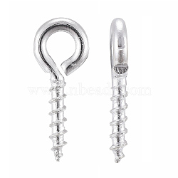 Iron Screw Eye Pin Peg Bails, For Half Drilled Beads, Silver Color Plated, about 10mm long, 4mm wide, 1mm thick, hole: 2mm(X-E562Y-S)