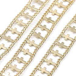 Rack Plating Brass Curb Chains, Long-Lasting Plated, Soldered, with Spool, Lead Free & Cadmium Free, Real 18K Gold Plated, Link: 10x1mm(CHC-F018-07G-02)