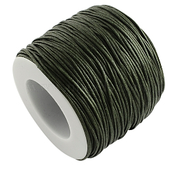 Waxed Cotton Thread Cords, Dark Olive Green, 1mm, about 100yards/roll(300 feet/roll)(YC-R003-1.0mm-268)