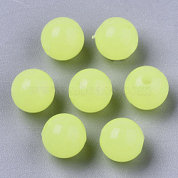 Luminous Acrylic Beads, Glow in the Dark, Round, Yellow, 6mm, Hole: 1.6mm, about 4600pcs/500g(MACR-N008-25F-6MM)