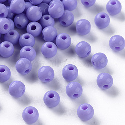 Opaque Acrylic Beads, Round, Medium Purple, 6x5mm, Hole: 1.8mm, about 4400pcs/500g(MACR-S370-C6mm-SS2114)