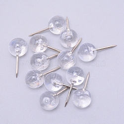 Plastic Ball Push Pins, with Iron Pins, for Photos Wall, Maps, Bulletin Board or Corkboards, Clear, 20x9mm, Pin: 1mm(AJEW-WH0017-42)