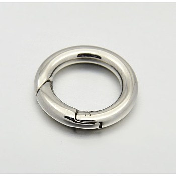 Ring Smooth 304 Stainless Steel Spring Gate Rings, O Rings, Snap Clasps, Stainless Steel Color, 9 Gauge, 17x3mm