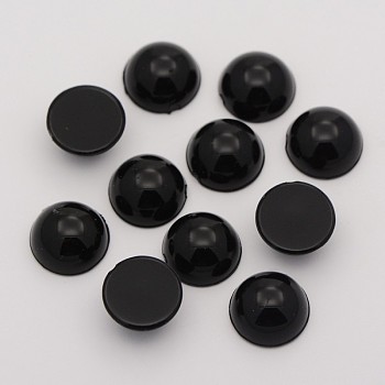 Half Round Acrylic Cabochons, Black, 18x6.5mm, about 200pcs/bag