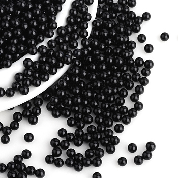 Imitation Pearl Acrylic Beads, No Hole, Round, Black, 6mm, about 5000pcs/bag