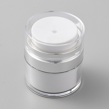 Plastic Airless Pump Jars, Refillable Travel Cream Vacuum Bottle, Column, White, 5.45x6.1cm, Capacity: 15ml(0.51fl. oz)