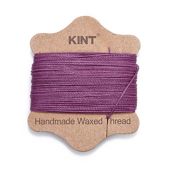 Waxed Nylon Cord, Purple, 0.65mm, about 21.87 yards(20m)/card
