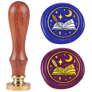 Wax Seal Stamp Set, Sealing Wax Stamp Solid Brass Heads with Wood Handles, for Envelopes Invitations, Gift Card, Book, 83x22mm, Stamps: 25x14.5mm