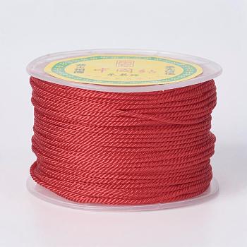 Round Polyester Cords, Milan Cords/Twisted Cords, FireBrick, 1.5~2mm, 50yards/roll(150 feet/roll)