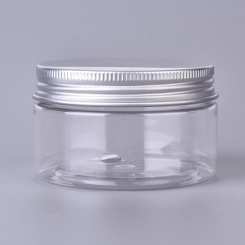 Plastic Empty Cosmetic Containers, with Aluminum Screw Top Lids, Clear, 4.3x7.05cm, Capacity: 100ml(3.38 fl. oz)