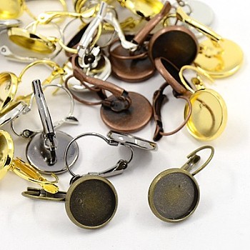 Brass Leverback Earring Findings, Mixed Color, 30x18mm, Tray: 16mm