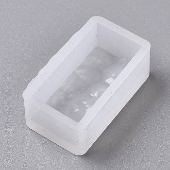 Silicone Molds, Resin Casting Molds, For UV Resin, Epoxy Resin Jewelry Making, Rectangle with Ocean Water Lines, White, 45.5x25.5x16mm, Inner Size: 40x20mm