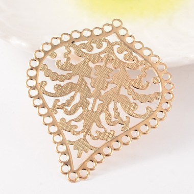 Filigree Drop with Flower Iron Etched Metal Embellishments Filigree Joiners(X-IFIN-K009-06KC)-2