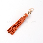 PU Leather Tassel Pendants, with Alloy Findings, Chocolate, 152x15mm(FIND-WH0075-19E)