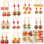 DIY Thanksgiving Day Alloy Enamel Dangle Earrings Making Kits, Mixed Color, 3~40x3~25x0.45~10mm, Hole: 1.2~3m(DIY-SC0027-53)