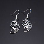 304 Stainless Steel Dangle Earrings, Fibonacci Spiral, Stainless Steel Color, 44x16.5mm(WG87AD5-01)