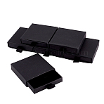 Cardboard Paper Jewelry Set Drawer Boxes with Sponge Inside, Gift Package Supplies, Rectangle, Black, 7x6.9x1.7cm(FIND-WH0199-43A)