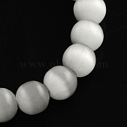 Cat Eye Glass Bead Strands, Round, White, 5mm, Hole: 1mm, about 80pcs/strand, 14 inch(CE-R010-08K)