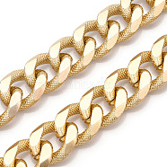 Aluminum Textured Curb Chains, Diamond Cut Twist Link Chains, Unwelded, Light Gold, 27.5x22x6mm(CHA-N003-02KCG)