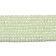 Synthetic Luminous Stone Beads Strands, Faceted, Barrel, Glow in the Dark, Light Green, 4x3.5mm, Hole: 0.7mm, about 102pcs/strand, 14.37 inch(36.5cm)(G-C086-01B-08)