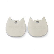 304 Stainless Steel Laser Cut Pendants, Stamping Blank Tag, Cat Head, Stainless Steel Color, 11.5x11.5x1.5mm, Hole: 1.6mm(STAS-P283-03B-P)