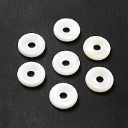 Natural Freshwater Shell Beads, Donut/Pi Disc, White, 10x2mm, Hole: 3mm(SHEL-G014-02B)