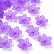 Frosted Acrylic Bead Caps, 5-Petal, Flower, Blue Violet, 19.5x20x5.5mm, Hole: 1.6mm, about 740pcs/500g(MACR-S371-08A-747)