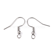 316 Surgical Stainless Steel Earring Hooks, with Horizontal Loop, Stainless Steel Color, 20.5x20x3mm, Hole: 2.5x2mm, 21 Gauge, Pin: 0.7mm(STAS-O032-01)