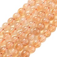Natural Citrine Beads Strands, Round, 6x6mm, Hole: 1mm, about 62pcs/strand, 15.5 inch(G-S150-09-6mm)