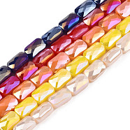 Electroplate Opaque Solid Color Glass Beads Strands, AB Color Plated, Faceted, Rectangle, Mixed Color, 7x4x3mm, Hole: 1mm, about 79~80pcs/strand, 20.47 inch(52cm)(EGLA-N002-25-B)