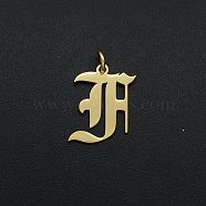 201 Stainless Steel Pendants, with Jump Ring, Old English, Letter, Laser Cut, Golden, Letter.F, 16.5x14x1mm, Hole: 3mm(A-STAS-R111-JA566-F)