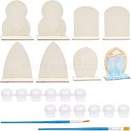 Nbeads DIY Painting & Drawing Kits, Including Wooden Painting Molds, Plastic 6 Pots Mini Empty Paint Cups with Lids and Plastic Paint Brushes Pens, BurlyWood, 59x124x150mm, 2sets/bag(DIY-NB0004-63)