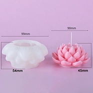 3D Lotus DIY Silicone Candle Molds, Aromatherapy Candle Moulds, Scented Candle Making Molds, White, 9.9x5.4cm(PW-WG61918-01)