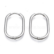201 Stainless Steel Oval Hoop Earrings, with 304 Stainless Steel Pins, Hinged Earrings for Women, Stainless Steel Color, 20.5x16x2.5mm, Pin: 0.7mm(STAS-S103B-34P)