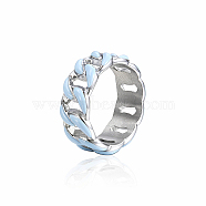Stainless Steel Enamel Curb Chains Finger Rings, Light Sky Blue, US Size 9(18.9mm)(WJ4756-4)