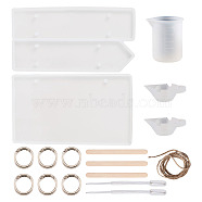 DIY Doorplate Silicone Mold Kits, with Measuring Cup & Stirring Bowl, Zinc Alloy Spring Gate Rings, Wooden Sticks, Disposable Plastic Dropper and Jute Twine, Mixed Color, 256x133x13mm, Rectangle: 245x58mm, Arrows: 243x58mm, 1pc(DIY-TA0008-32)