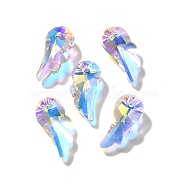 Glass Pendants, Wing, AB Color, Faceted, Clear AB, 20.5x10x5mm, Hole: 1.5mm(GLAA-I057-07A)