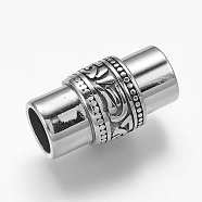 304 Stainless Steel Magnetic Clasps, Column, Antique Silver, 25x14mm, Hole: 8.5mm(STAS-E136-43)