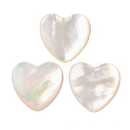 Natural White Shell Cabochons, Heart, Seashell Color, 19x19.5x2.5mm(SSHEL-C012-20)