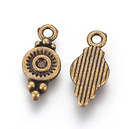 Tibetan Style Alloy Charms, Cadmium Free & Nickel Free & Lead Free, Flat Round, Antique Bronze, 16x7x1.5mm, Hole: 1.5mm(EA270Y-NFAB)