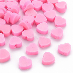 Handmade Polymer Clay Beads, Heart, Pearl Pink, 8~9x9~10x3~5mm, Hole: 1.2mm(X-CLAY-N011-009G)