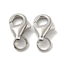 Rhodium Plated 925 Sterling Silver Lobster Claw Clasps, with 925 Stamp, Platinum, 13mm, Hole: 2mm(STER-K167-074C-P)